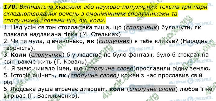 ГДЗ Українська мова 9 клас сторінка 170